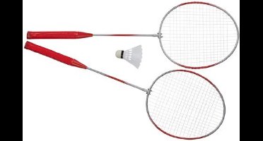 Badminton rackets en shuttle setje - kunststof - rood - buiten spelen - tennis