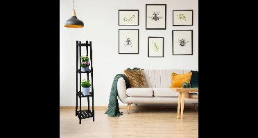 Planten etagere - hout- zwart- 4 laags
