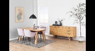 Eetkamerstoel Zion Met Armleuning Roze - Giga Living - Set van 2