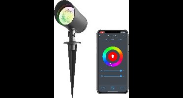 Calex Slimme Grondspot - GU10 - Geschikt voor buiten - Tuinspot op Spies - Tuinverlichting - Eenvoudige installatie - Zwart - Inclusief Slimme Lichtbron