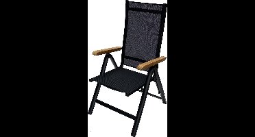 Brulo - Aluminium tuinstoel - ligstoel - strandstoel opvouwbaar - ligstoel- teak zwart