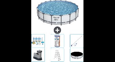 Bestway Rond Steel Pro MAX Zwembad - 549 x 122 cm - Grijs - Inclusief Pomp - Ladder - Afdekzeil Onderhoudspakket - Filter - Schoonmaakset
