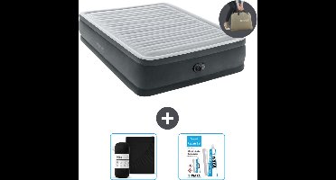 Intex Luchtbed - 2-Persoons - 152 x 203 x 46 cm - Grijs - Inclusief pomp - Hoeslaken en Reparatieset