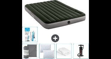 Intex Luchtbed - 2-Persoons - 152 x 203 x 25 cm - Groen - Hoeslaken - Kussen - Pomp - Reparatieset en Kussenbeschermer