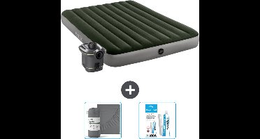 Intex Luchtbed - 2-Persoons - 152 x 203 x 25 cm - Groen - Inclusief pomp - Hoeslaken en Reparatieset