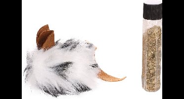 Flamingo - Kattenspeelgoed Pluche Muis Met Catnip - Beige - 17 x 9 x 2 cm