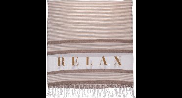 Hamamdoek - Relax - Wit Creme Bruin - Saunadoek - Hammamdoek - 80 x 170 cm