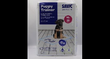 SAVIC PUPPYTRAINERPADS XL 30 st 60 x 90 cm MET ATTRATANT,DE SILICAGEL ABSORBEERT VOCHT SNEL EN NEUTRALISEERT ONAANGENAME URINELUCHTJES