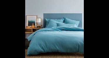 Matt & Rose Dekbedovertrek IJsblauw - Hotelmaat - 260 x 240 + 2x 65 x 65 cm - Gewassen katoen