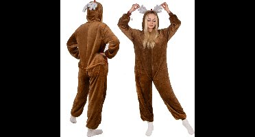 Springos Onesie | Rendier | Maat S | Bruin