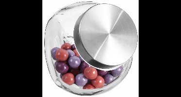 Snoeppot/voorraadpot glas met RVS deksel - 2x - 650 ml - Voorraadpotten met luchtdichte sluiting