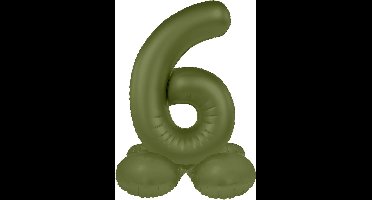 Folat - Staande folieballon Cijfer 6 Olive Green - 72 cm