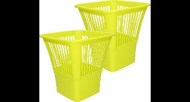 Plasticforte Afvalbak/vuilnisbak/kantoor prullenbak - 2x stuks - plastic - groen - 30 cm