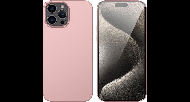 Hoesje Geschikt voor iPhone 15 Pro – Liquid siliconen Backcover – Pink Sand