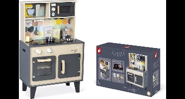 Janod Keuken - Mozaic - Houten Speelgoedkeuken Met Trendy Kleuren - 6 Accessoires Inbegrepen - Werkbladhoogte: 50 Cm - Geschikt Vanaf 3 Jaar