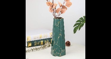 12 inch groen goud afwerking marmeren keramische bloemenvaas huisdecor vaas en tafel centerpieces vaas voor vrienden en familie, Kerstmis, bruiloft, bruidsdouche