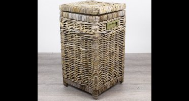 Migo Styling - Kleine Wasmand - Smal - Vierkant - Met deksel - 30-30-55 - Riet - Rotan