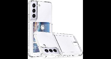 hoesje Geschikt voor Samsung S22 hoesje met pasjeshouder transparant Shock proof case met Kaarthouder - Samsung Galaxy S22 hoesje transparant - Samsung S22 pasjeshouder hoesje - Kaarthouder - Hoesje