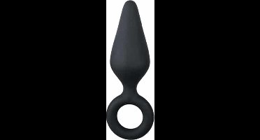 Zwarte grote buttplug met trekring