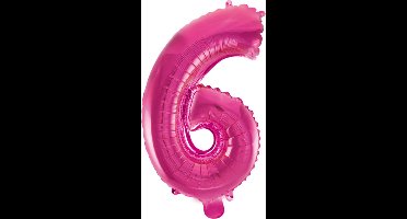 Folie Ballon Cijfer 6 Roze 41 cm