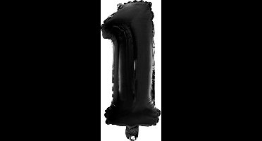 Folie Ballon Cijfer 1 zwart 41 cm