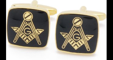 Manchetknopen - Vrijmetselaars Zwart Emaille en Goud