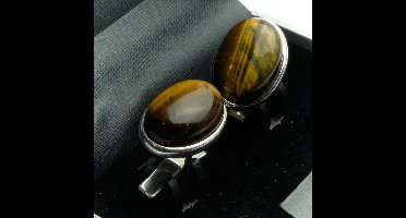 Manchetknopen - Echt Zilver 925 Tijgeroog