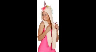 Muts eenhoorn wit multicolor