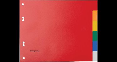 Pergamy tabbladen, ft A5, 6-gaatsperforatie, PP, 6 tabs in geassorteerde kleuren