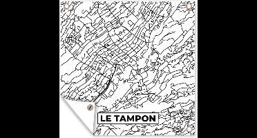 Tuinposters Stadskaart - Plattegrond - Kaart - Frankrijk - Le Tampon - Zwart wit - 50x50 cm - Tuindoek