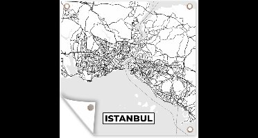 Tuinposters Kaart - Istanbul - Zwart Wit - Plattegrond - Stadskaart - 50x50 cm - Tuindoek