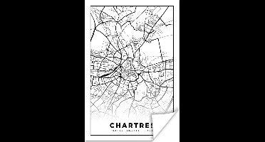 Poster Frankrijk – Kaart – Plattegrond – Stadskaart - Chartres - Zwart wit - 20x30 cm