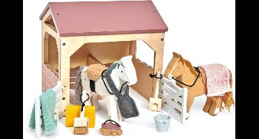 Huisdierenset Stal Met 2 Pony's | Tender Leaf Toys