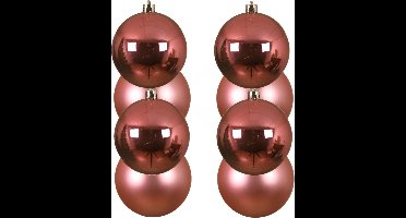 Decoris Kerstballen - 8x st - lippenstift roze - D10 cm - kunststof - kerstversiering
