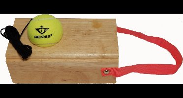 Tennistrainer Luxe Rubberhout – Trainingsset met Blok en Bal met Elastiek – Solo Trainingsset voor Tennis en Techniektraining – Engelhart