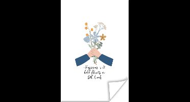 Poster Quotes - Spreuken - Happiness is to hold flowers in both hands - 20x30 cm