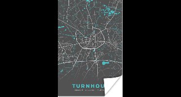 Poster België – Turnhout – Stadskaart – Kaart – Blauw – Plattegrond - 20x30 cm