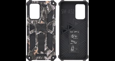 Hoesje Geschikt Voor Samsung Galaxy S20 Hoesje - Rugged Extreme Backcover Takjes Camouflage met Kickstand - Grijs