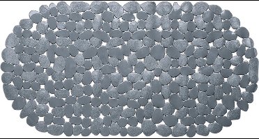 Wicotex grijze anti-slip badmat - 68 x 35 cm - ovaal - Badkuip mat - Schimmelbestendig - Anti-slip grip mat voor douche/bad