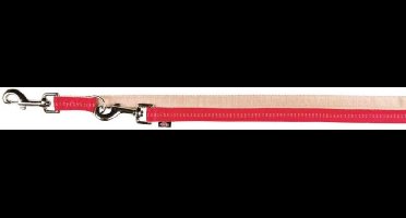 TRIXIE Softline Elegance (3-voudig) Verstelbare Hondenriem / Hondenlijn - 11534 - Dubbel Nylon - Lengte: 230 cm - Breedte: 10 mm - Rood / Beige
