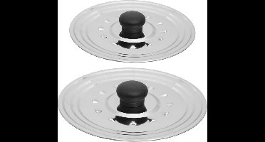 Set van 2x universele RVS spatdeksels/pannendeksels met stoomuitlaat - voor pannen van 22/24/26 cm en 26/28/30 cm