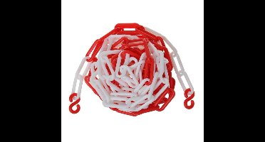 ProPlus Veiligheidsketting - Rood-Wit - Kunststof - 5m - Ø 5.5mm - Inclusief Haken