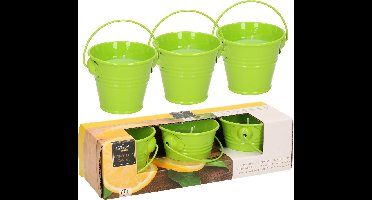 Set van 12x stuks anti muggen Citronella kaarsjes in groen zinken potje - Geurkaarsen citrus geur - Anti-muggen kaarsen