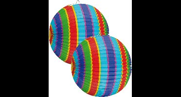 Gekleurde party lampion - 8x stuks - Dia 26 cm - papier - Feest lampionnen - versiering/feestartikelen - Sint Maarten