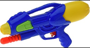 1x Waterpistolen/waterpistool blauw van 30 cm met pomp kinderspeelgoed - waterspeelgoed van kunststof - waterpistolen met pomp