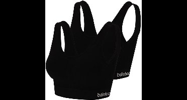 Apollo dames Seamless bra bamboe - voorgevormde cups - 2-pack - maat L - zwart