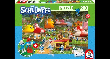 Schmidt Spiele Puzzel De Smurfen in Smurfenhuis, kinderpuzzel, kinderen, 200 stukjes, met 2 figuurtjes, 56525