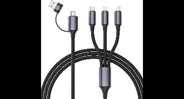 USB-A en USB-C naar Lightning, Micro-USB-B en USB-C - 1,5 meter - Zwart