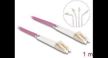 Delock Optical Fiber Cable LC Duplex to LC Duplex Multi-mode OM4 angled 1 m