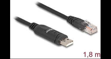 Delock Adapter USB 2.0 Type-A male to 1 x Serial RS-232 RJ45 male 1,8 m black